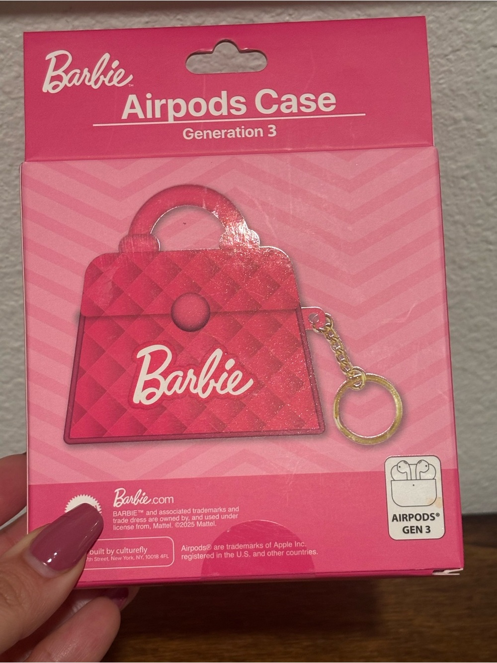 Barbie Pink Quilted Purse AirPods Case for AirPods Gen 3 - Picture 3 of 3